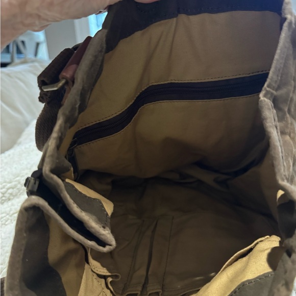 Duluth Trading Co Brown Waxed coated Canvas Backpack tote bag expandable Filson
